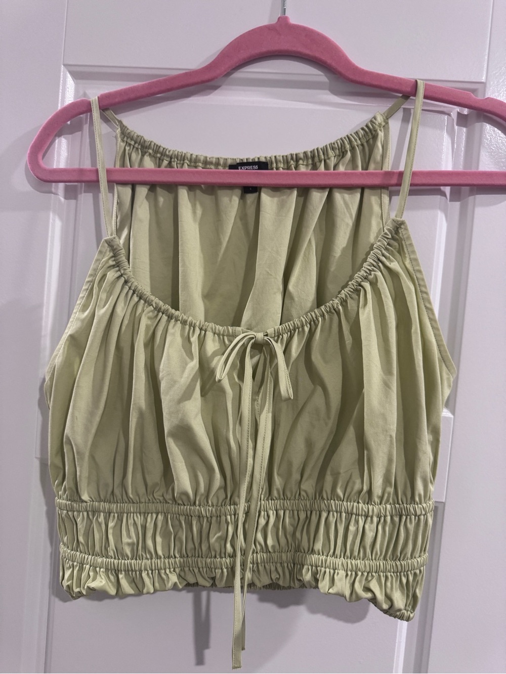Express Light Olive Green Cropped top & bubble skirt set
